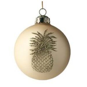 LOT OF 12 FRONTGATE WILLIAMSBURG PINEAPPLE Glass Ball Ornaments Gold beads RARE